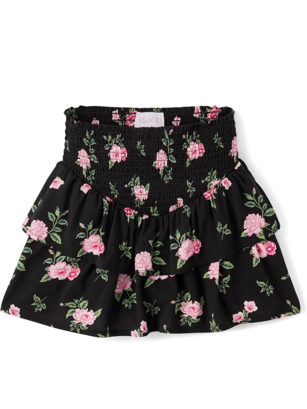 New Children’s Place 16/XXL Black and pink Floral Ruffle Skirt